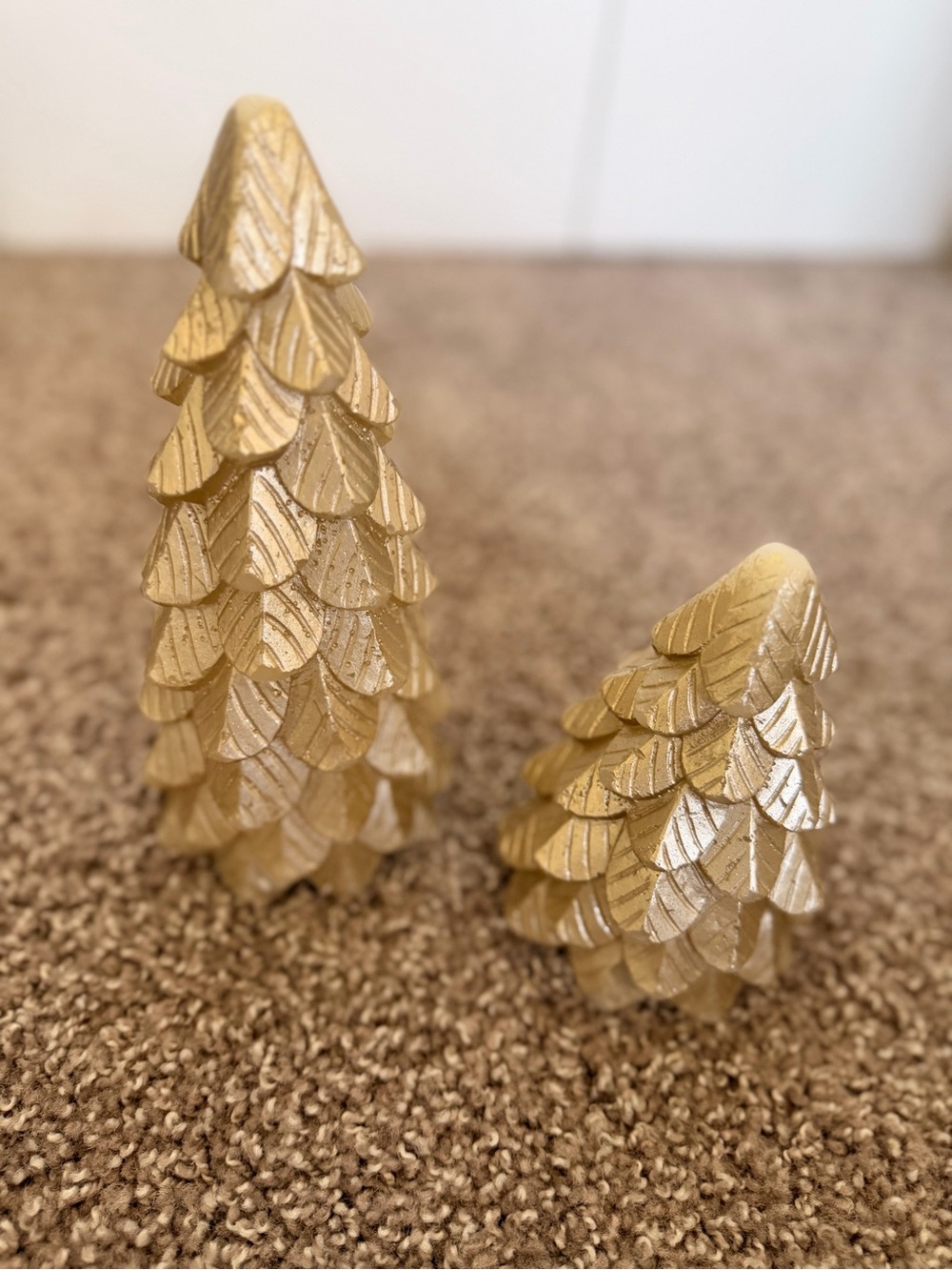 Decorative Gold Pine Tree Candle Holders, Set of 2